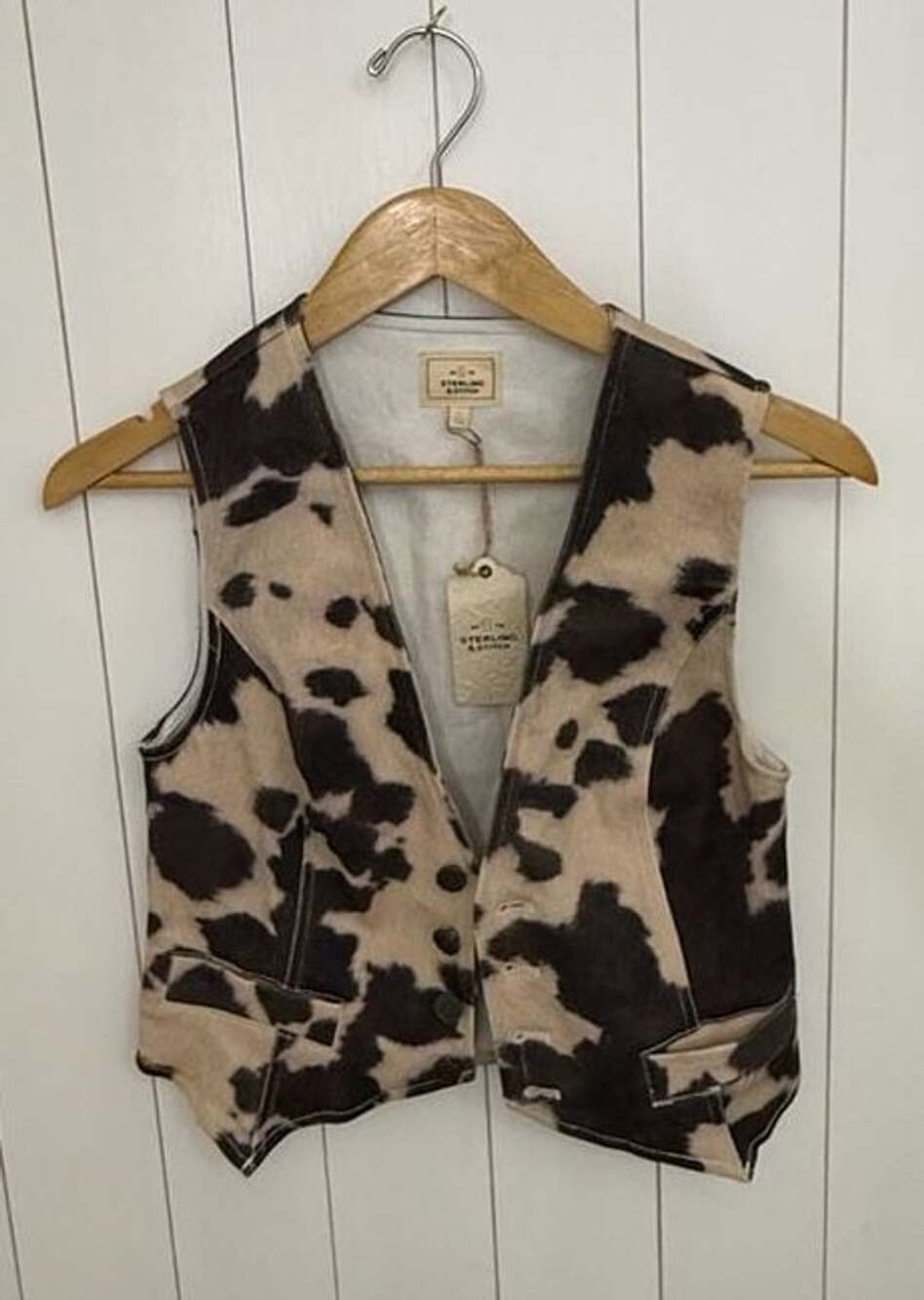 Sterling & Stitch Cow Print Vest Size S